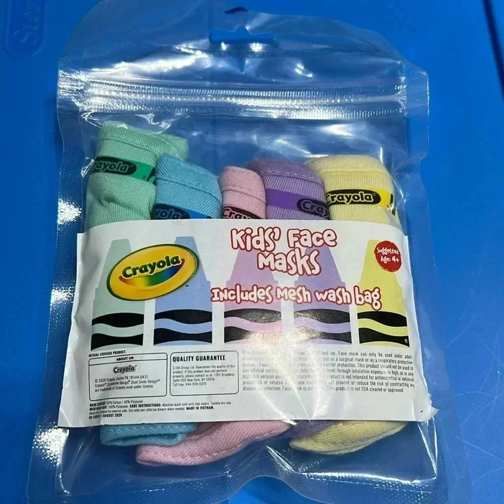 Crayola crayon face mask set of 5‎ with pouch kids